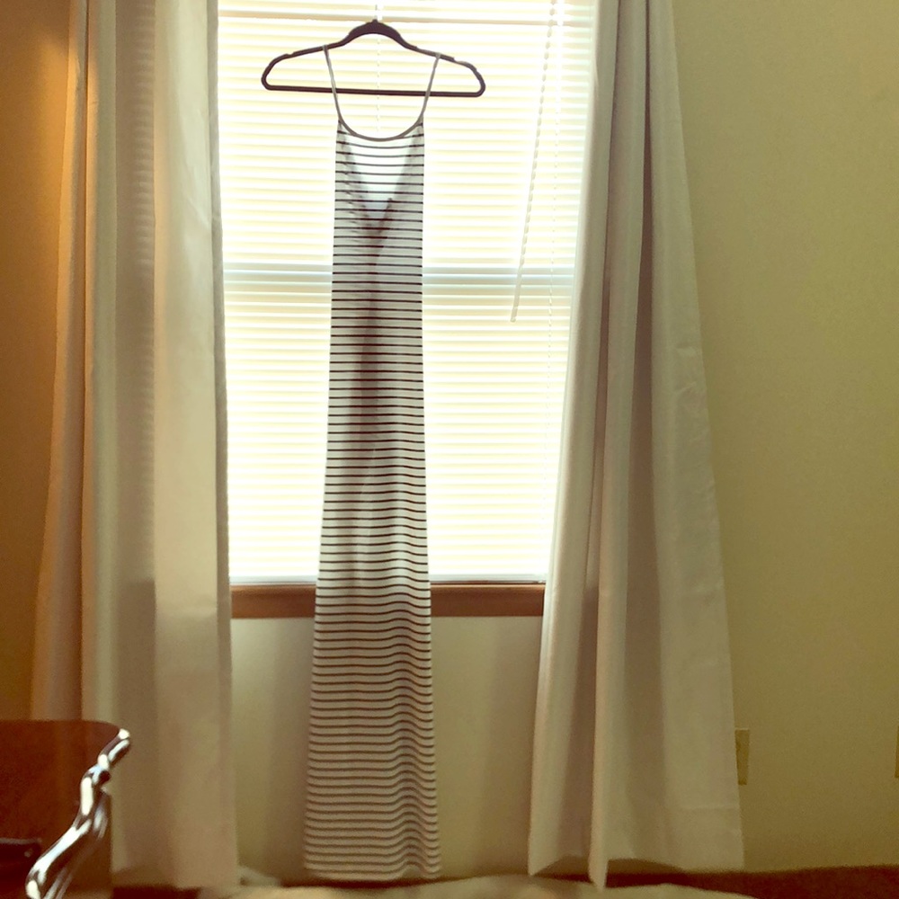 Black and White Striped Summer Maxi Dress
